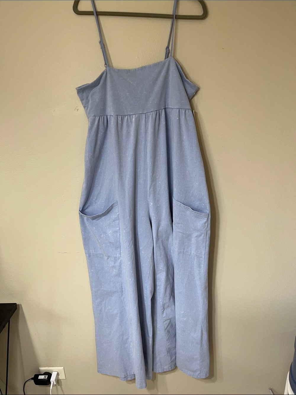 Ultra Flirt Light Blue Spaghetti-Strap Wide-Leg Jumpsuit